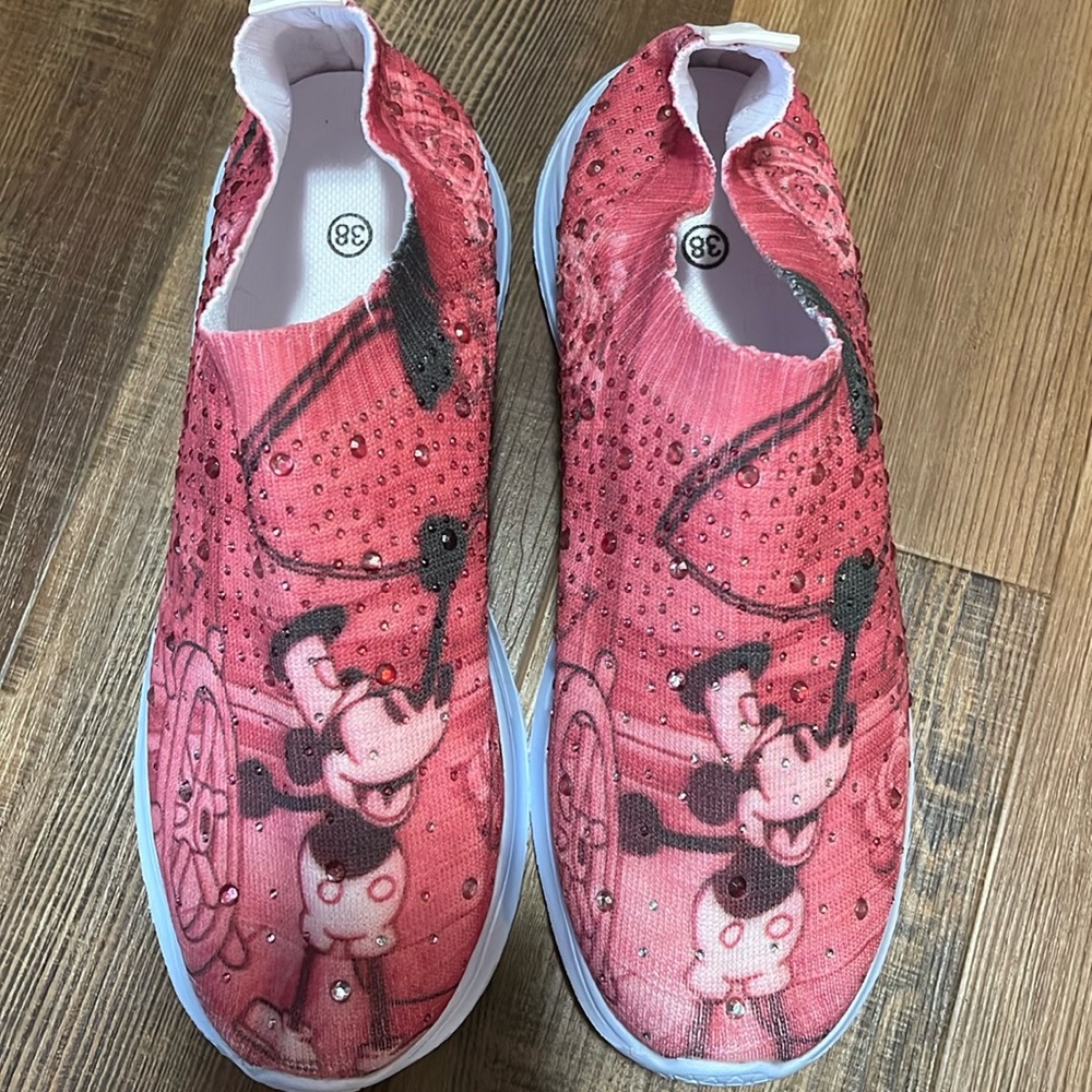 Disney Mickey Mouse Women Shoes, hair scrunchie and clip on ears.